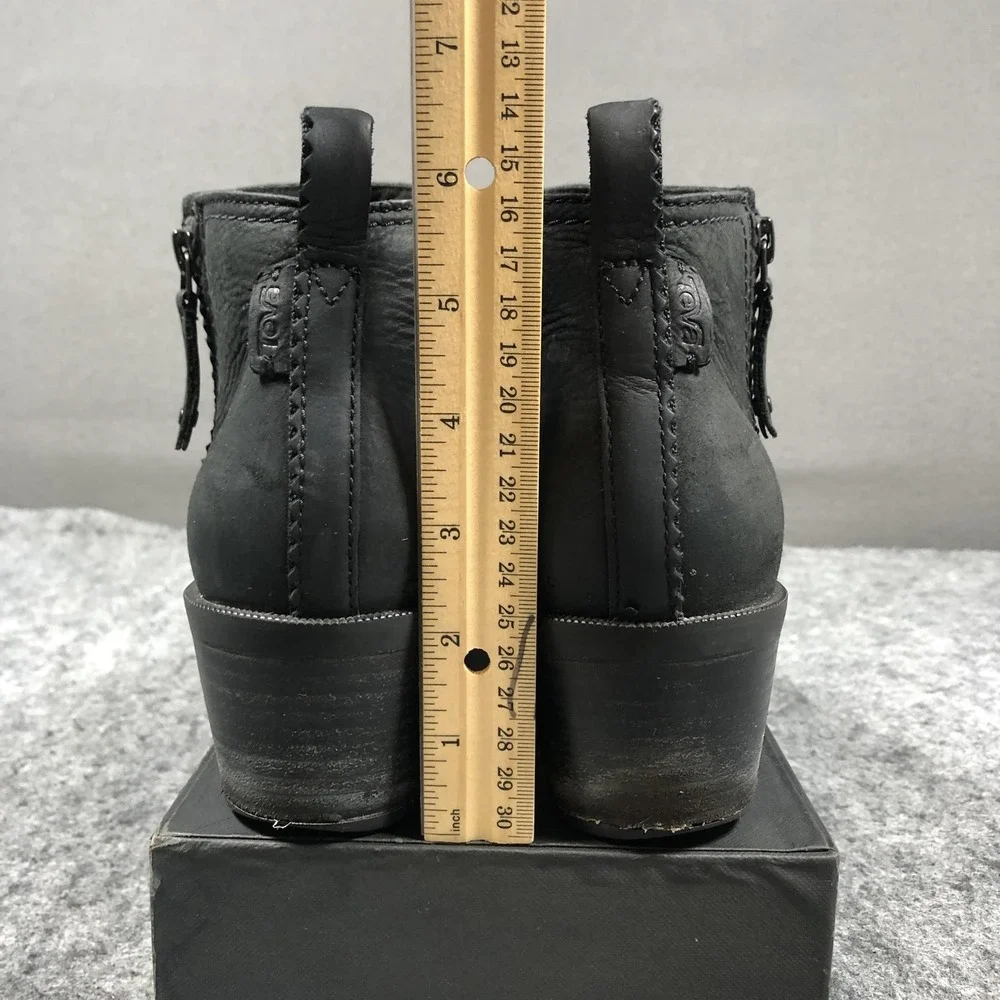 Teva Anaya Booties Womens 11 Black Leather Zip Block Heel Comfort 11201